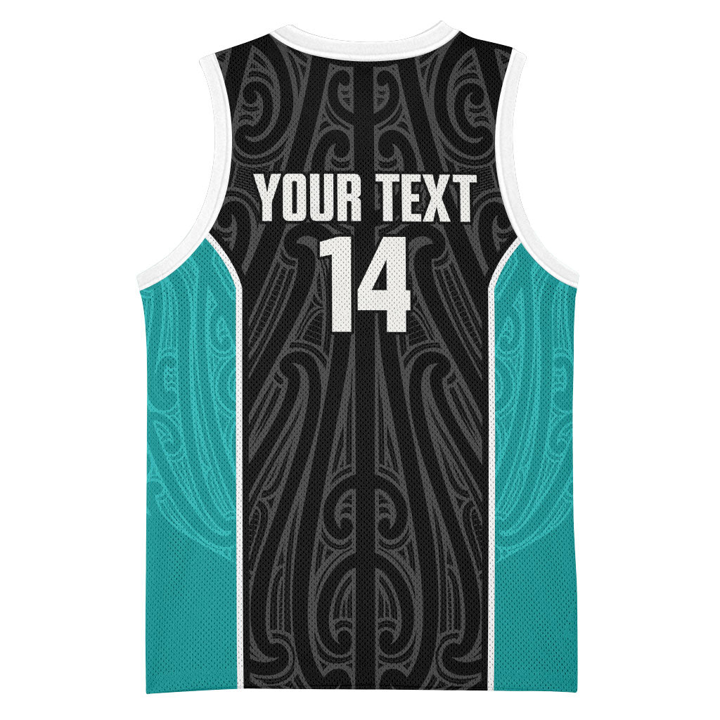 Custom New Zealand Stingray Oztag Basketball Jersey Tag Rugby Maori Pattern Black Version LT14 - Polynesian Pride