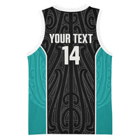Custom New Zealand Stingray Oztag Basketball Jersey Tag Rugby Maori Pattern Black Version LT14 - Polynesian Pride