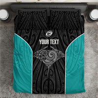 Custom New Zealand Stingray Oztag Bedding Set Tag Rugby Maori Pattern Black Version LT14 Black - Polynesian Pride