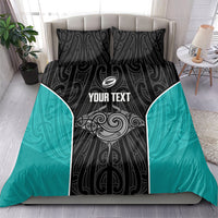 Custom New Zealand Stingray Oztag Bedding Set Tag Rugby Maori Pattern Black Version LT14 - Polynesian Pride
