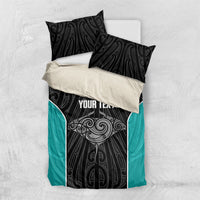 Custom New Zealand Stingray Oztag Bedding Set Tag Rugby Maori Pattern Black Version LT14 US Twin 172cm x 218cm Black - Polynesian Pride