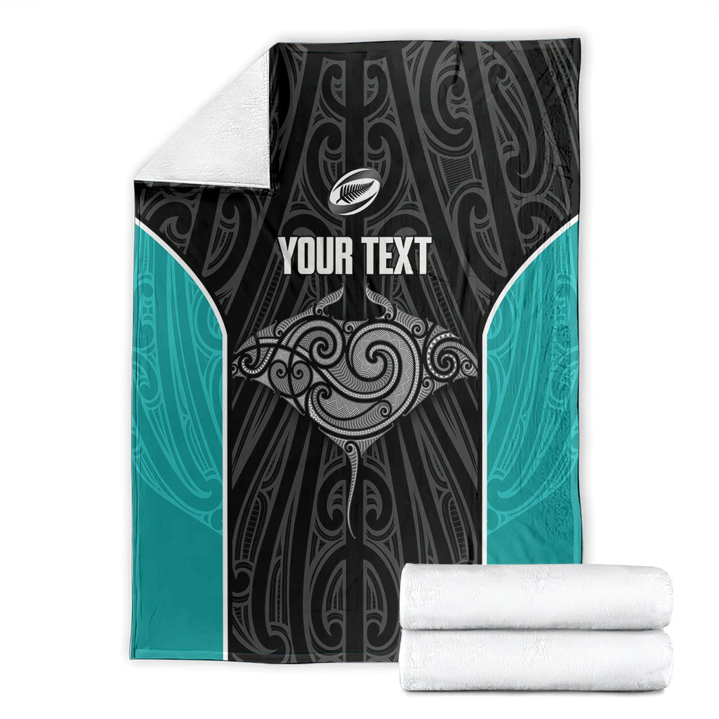 Custom New Zealand Stingray Oztag Blanket Tag Rugby Maori Pattern Black Version LT14 - Polynesian Pride