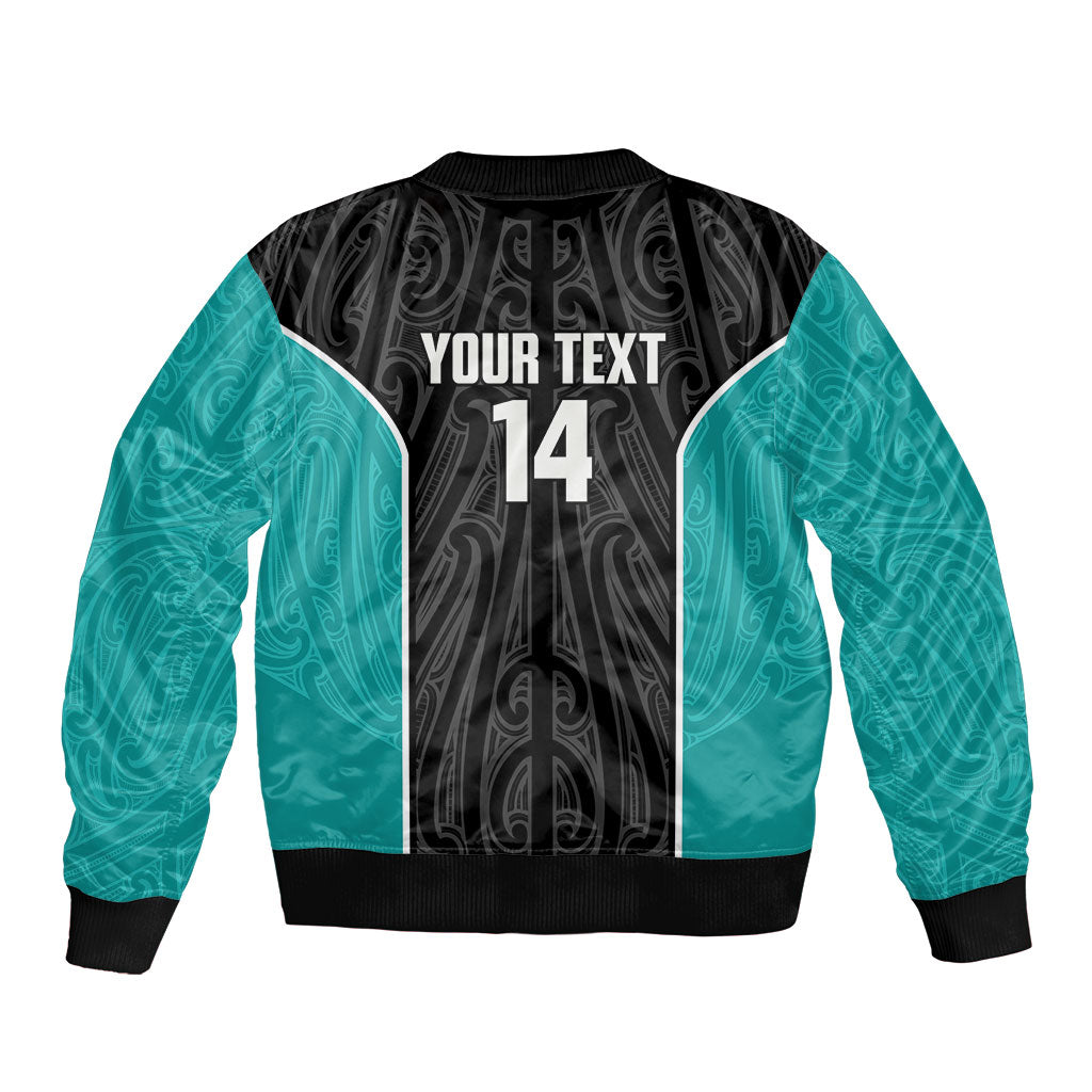 Custom New Zealand Stingray Oztag Bomber Jacket Tag Rugby Maori Pattern Black Version LT14 - Polynesian Pride