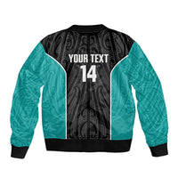 Custom New Zealand Stingray Oztag Bomber Jacket Tag Rugby Maori Pattern Black Version LT14 - Polynesian Pride