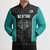Custom New Zealand Stingray Oztag Bomber Puffer Jacket Tag Rugby Maori Pattern Black Version LT14 - Polynesian Pride