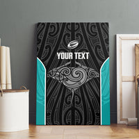 Custom New Zealand Stingray Oztag Canvas Wall Art Tag Rugby Maori Pattern Black Version LT14 - Polynesian Pride