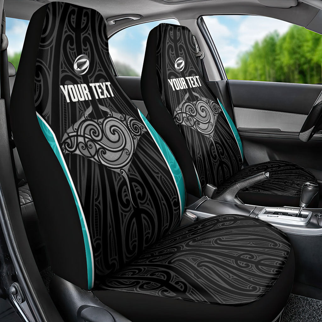 Custom New Zealand Stingray Oztag Car Seat Cover Tag Rugby Maori Pattern Black Version LT14 - Polynesian Pride