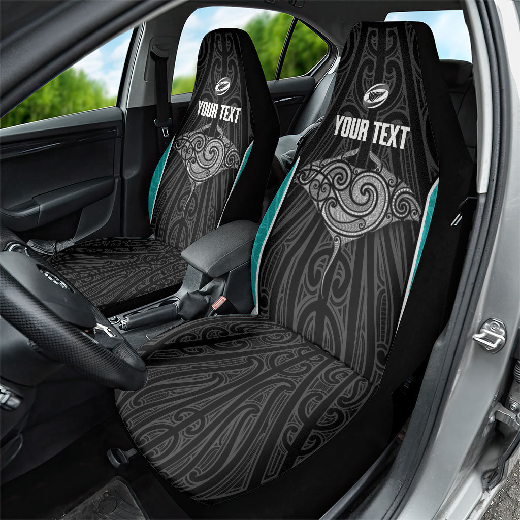 Custom New Zealand Stingray Oztag Car Seat Cover Tag Rugby Maori Pattern Black Version LT14 - Polynesian Pride