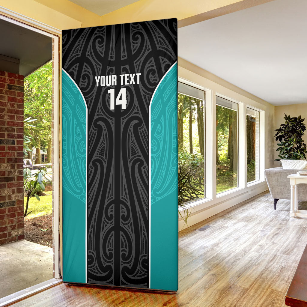 Custom New Zealand Stingray Oztag Door Cover Tag Rugby Maori Pattern Black Version LT14 - Polynesian Pride