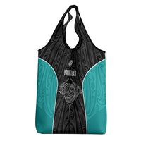 Custom New Zealand Stingray Oztag Grocery Bag Tag Rugby Maori Pattern Black Version LT14 - Polynesian Pride