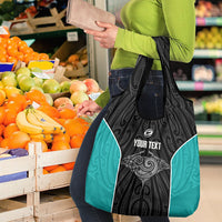 Custom New Zealand Stingray Oztag Grocery Bag Tag Rugby Maori Pattern Black Version LT14 - Polynesian Pride