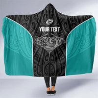Custom New Zealand Stingray Oztag Hooded Blanket Tag Rugby Maori Pattern Black Version LT14 One Size Black - Polynesian Pride