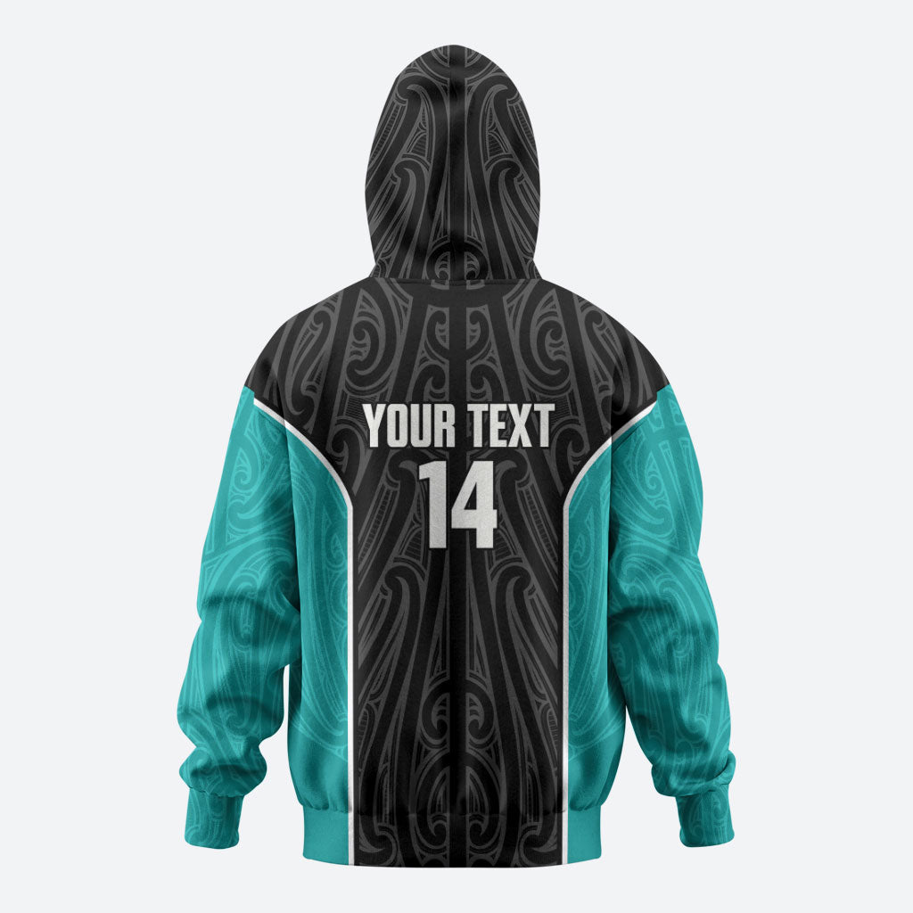 Custom New Zealand Stingray Oztag Hoodie Tag Rugby Maori Pattern Black Version LT14 - Polynesian Pride