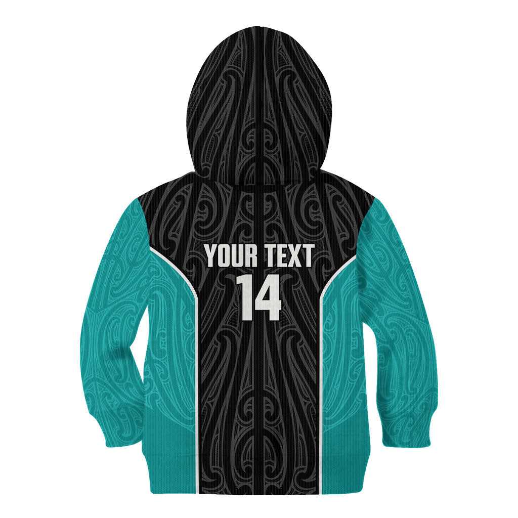 Custom New Zealand Stingray Oztag Kid Hoodie Tag Rugby Maori Pattern Black Version LT14 - Polynesian Pride