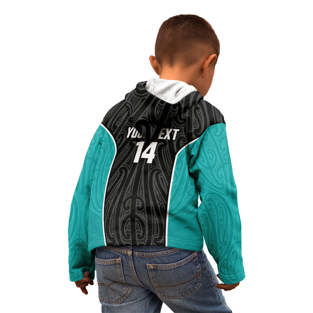 Custom New Zealand Stingray Oztag Kid Hoodie Tag Rugby Maori Pattern Black Version LT14 - Polynesian Pride