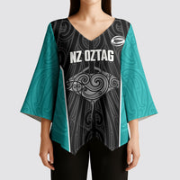 Custom New Zealand Stingray Oztag Kimono Sleeve Blouse Tag Rugby Maori Pattern Black Version LT14 - Polynesian Pride