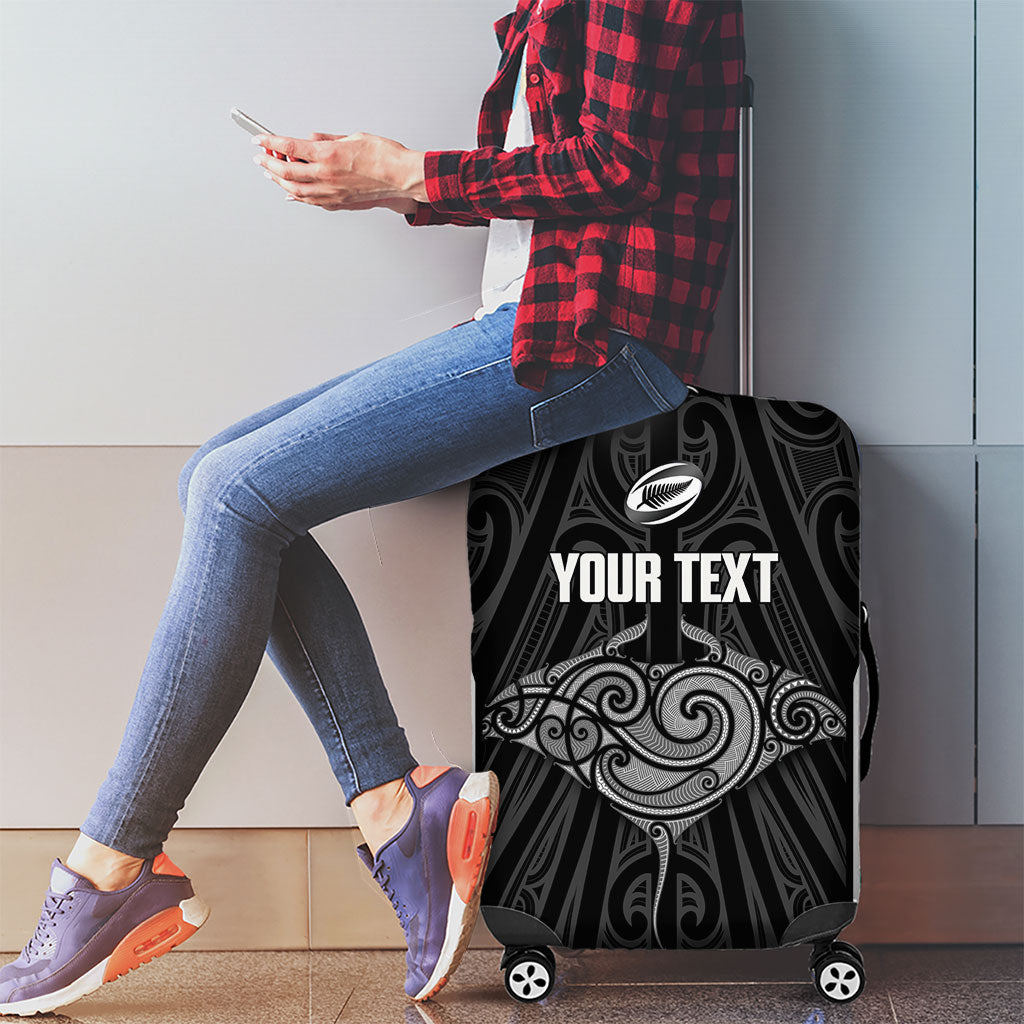 Custom New Zealand Stingray Oztag Luggage Cover Tag Rugby Maori Pattern Black Version LT14 - Polynesian Pride