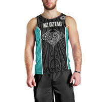Custom New Zealand Stingray Oztag Men Tank Top Tag Rugby Maori Pattern Black Version LT14 - Polynesian Pride
