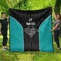 Custom New Zealand Stingray Oztag Quilt Tag Rugby Maori Pattern Black Version LT14 - Polynesian Pride