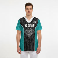 Custom New Zealand Stingray Oztag Scrub Top Tag Rugby Maori Pattern Black Version LT14 - Polynesian Pride
