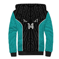Custom New Zealand Stingray Oztag Sherpa Hoodie Tag Rugby Maori Pattern Black Version LT14 - Polynesian Pride