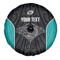Custom New Zealand Stingray Oztag Spare Tire Cover Tag Rugby Maori Pattern Black Version LT14 - Polynesian Pride