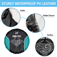 Custom New Zealand Stingray Oztag Spare Tire Cover Tag Rugby Maori Pattern Black Version LT14 - Polynesian Pride
