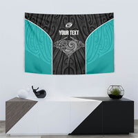 Custom New Zealand Stingray Oztag Tapestry Tag Rugby Maori Pattern Black Version LT14 - Polynesian Pride