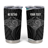 Custom New Zealand Stingray Oztag Tumbler Cup Tag Rugby Maori Pattern Black Version LT14 Black - Polynesian Pride