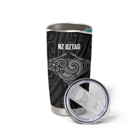 Custom New Zealand Stingray Oztag Tumbler Cup Tag Rugby Maori Pattern Black Version LT14 - Polynesian Pride