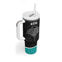 Custom New Zealand Stingray Oztag Tumbler With Handle Tag Rugby Maori Pattern Black Version LT14 - Polynesian Pride