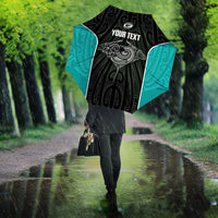 Custom New Zealand Stingray Oztag Umbrella Tag Rugby Maori Pattern Black Version LT14 - Polynesian Pride