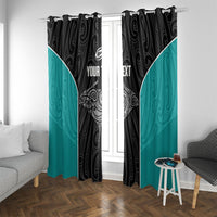 Custom New Zealand Stingray Oztag Window Curtain Tag Rugby Maori Pattern Black Version LT14 With Grommets Black - Polynesian Pride