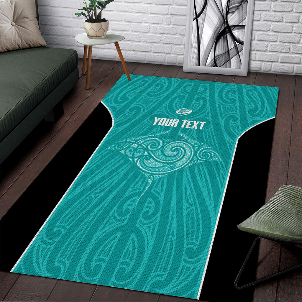 Custom New Zealand Stingray Oztag Area Rug Tag Rugby Maori Pattern Teal Version LT14 Teal - Polynesian Pride