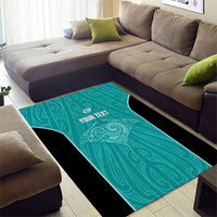Custom New Zealand Stingray Oztag Area Rug Tag Rugby Maori Pattern Teal Version LT14 - Polynesian Pride