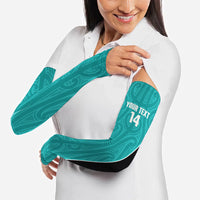 Custom New Zealand Stingray Oztag Arm Sleeves Tag Rugby Maori Pattern Teal Version LT14 - Polynesian Pride