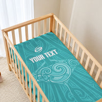 Custom New Zealand Stingray Oztag Baby Bed Cover Tag Rugby Maori Pattern Teal Version LT14 - Polynesian Pride
