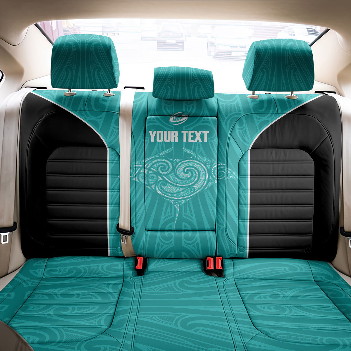 Custom New Zealand Stingray Oztag Back Car Seat Cover Tag Rugby Maori Pattern Teal Version LT14 - Polynesian Pride