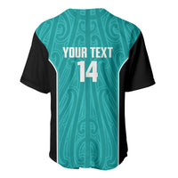 Custom New Zealand Stingray Oztag Baseball Jersey Tag Rugby Maori Pattern Teal Version LT14 - Polynesian Pride