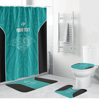 Custom New Zealand Stingray Oztag Bathroom Set Tag Rugby Maori Pattern Teal Version LT14 Bathroom Set (4 pcs) Teal - Polynesian Pride