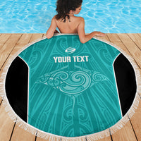 Custom New Zealand Stingray Oztag Beach Blanket Tag Rugby Maori Pattern Teal Version LT14 - Polynesian Pride