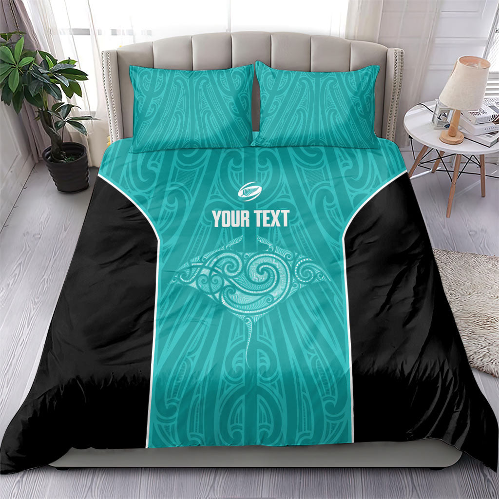 Custom New Zealand Stingray Oztag Bedding Set Tag Rugby Maori Pattern Teal Version LT14 - Polynesian Pride