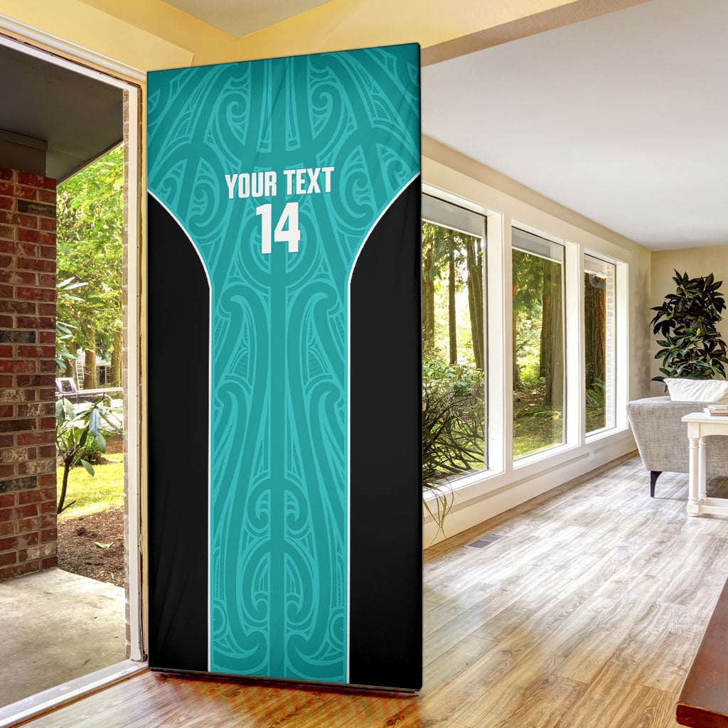 Custom New Zealand Stingray Oztag Door Cover Tag Rugby Maori Pattern Teal Version LT14 - Polynesian Pride