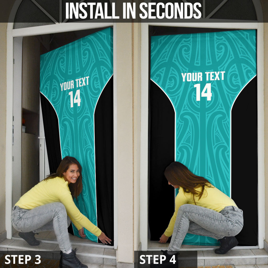Custom New Zealand Stingray Oztag Door Cover Tag Rugby Maori Pattern Teal Version LT14 - Polynesian Pride