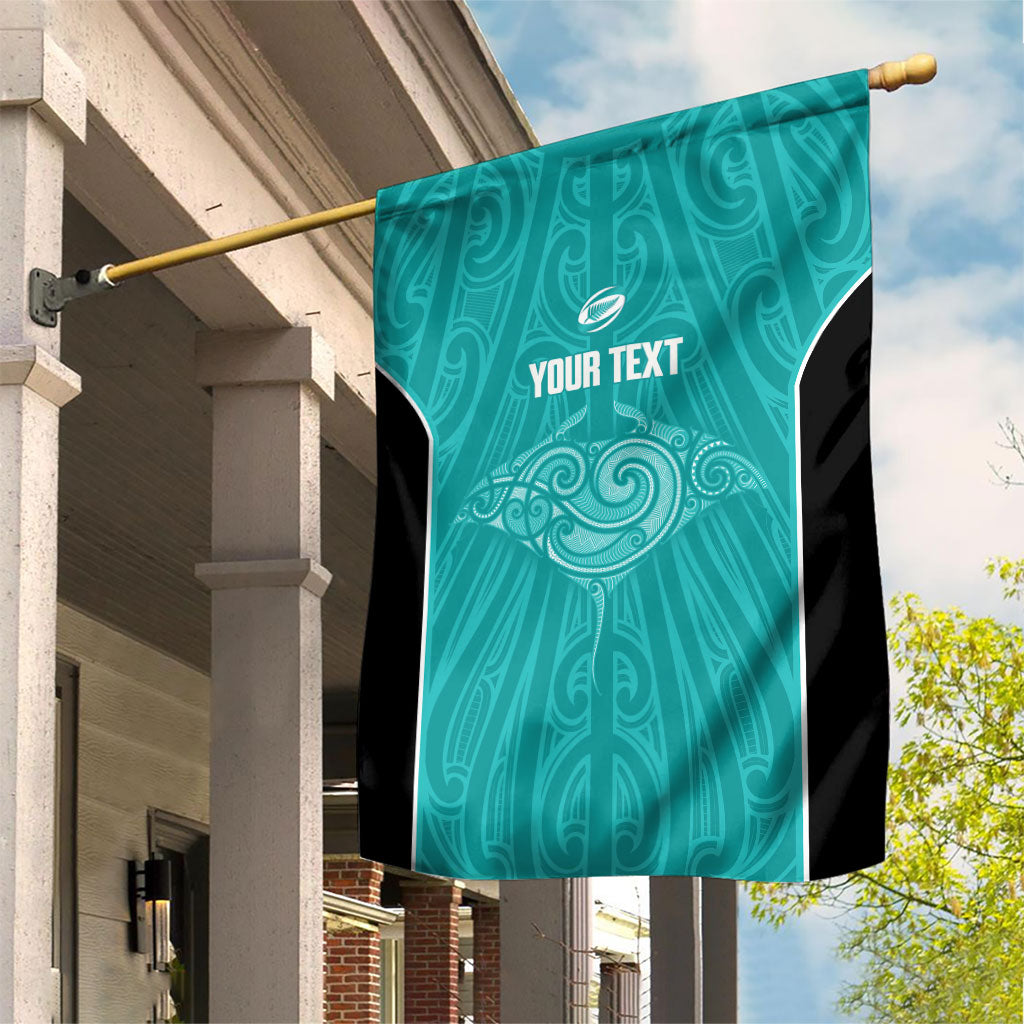 Custom New Zealand Stingray Oztag Garden Flag Tag Rugby Maori Pattern Teal Version LT14 House Flag Teal - Polynesian Pride