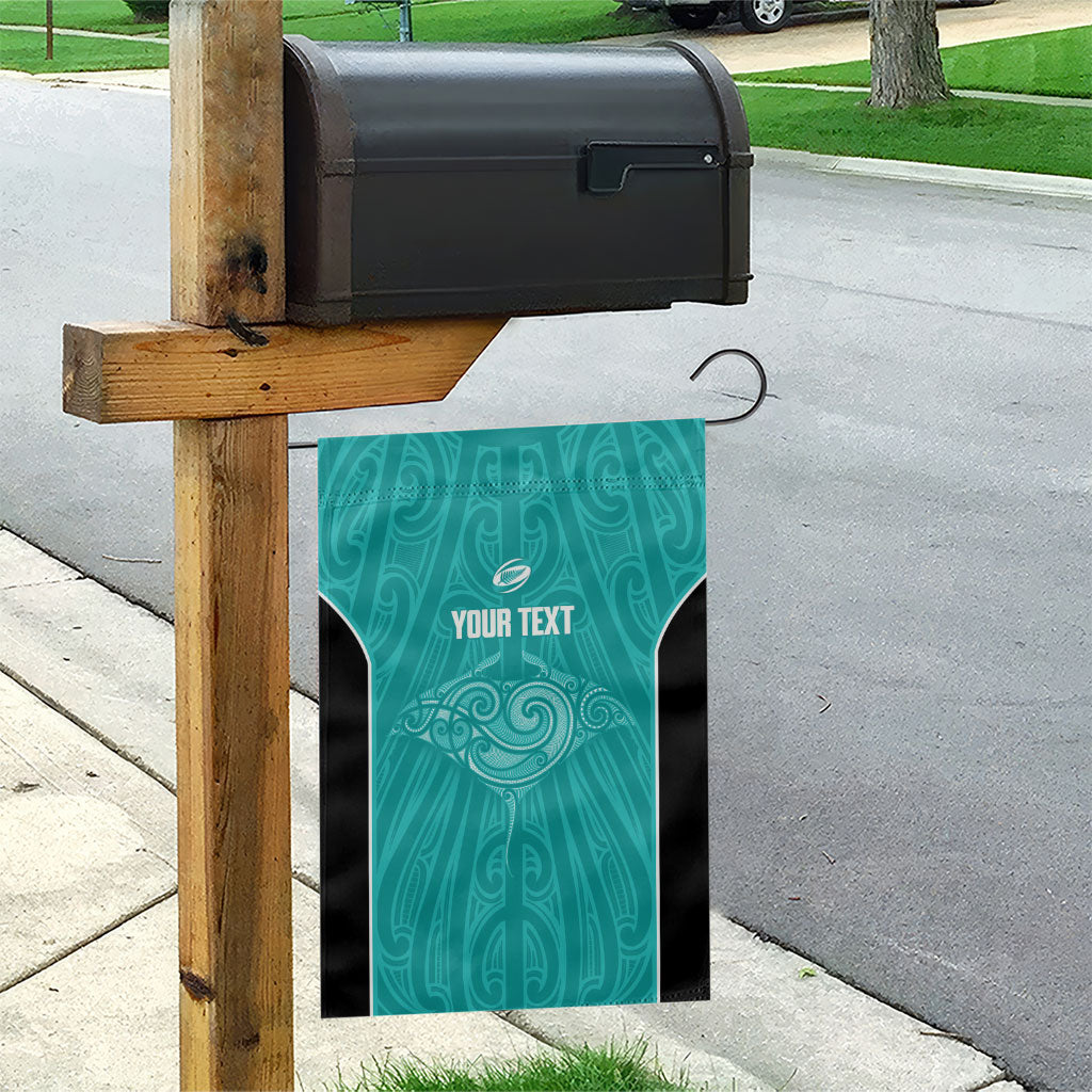 Custom New Zealand Stingray Oztag Garden Flag Tag Rugby Maori Pattern Teal Version LT14 - Polynesian Pride