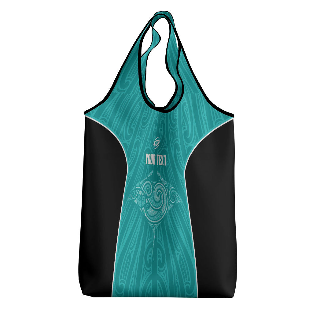 Custom New Zealand Stingray Oztag Grocery Bag Tag Rugby Maori Pattern Teal Version LT14 - Polynesian Pride