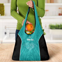 Custom New Zealand Stingray Oztag Grocery Bag Tag Rugby Maori Pattern Teal Version LT14 - Polynesian Pride