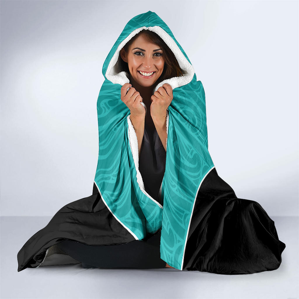 Custom New Zealand Stingray Oztag Hooded Blanket Tag Rugby Maori Pattern Teal Version LT14 - Polynesian Pride