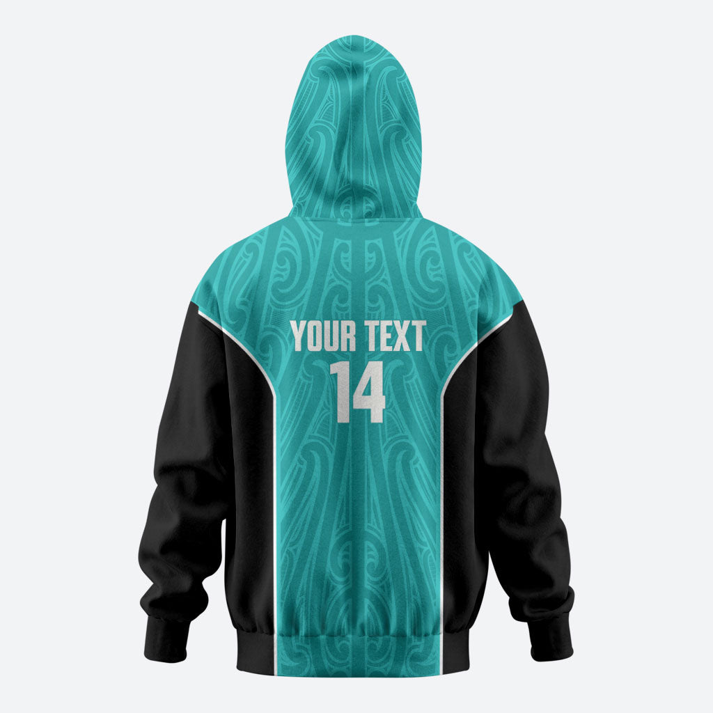 Custom New Zealand Stingray Oztag Hoodie Tag Rugby Maori Pattern Teal Version LT14 - Polynesian Pride